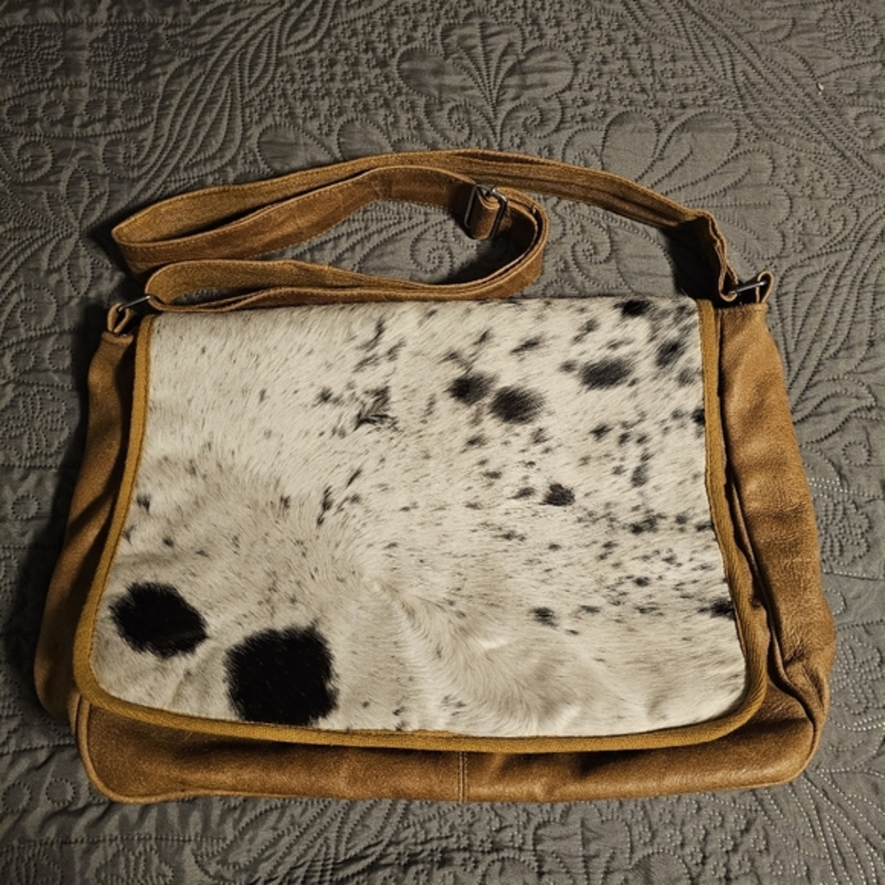 Cowhide Tech Messenger Bag